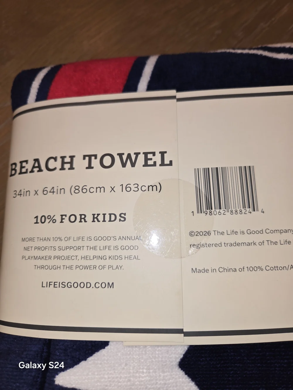 Life Is Good Beach Towel Jake New Red White Blue New